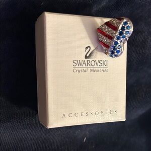 Swarovski Heart Brooch in Red, Blue, and Silver
